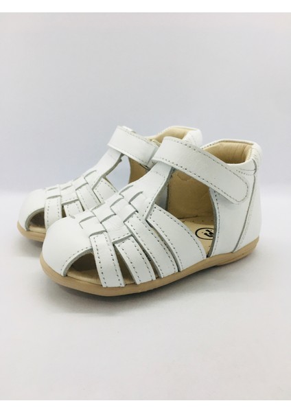 602 Ortopedik Unisex Ilk Adım Deri Sandalet - Beyaz fiyatları