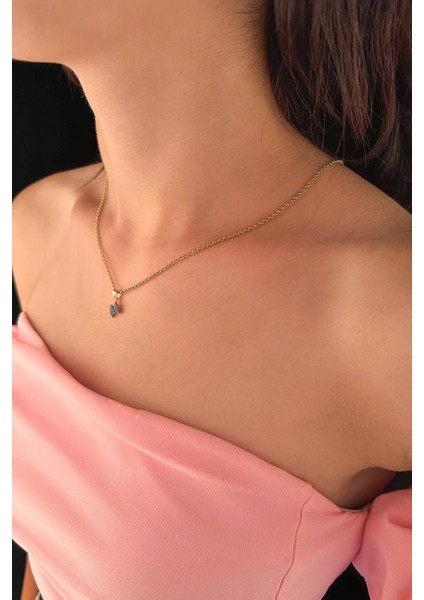 14 Ayar Altın Halka Doch Zincir Firuze Taşlı Kelebek Kolye