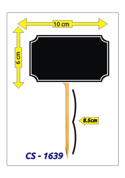 CYS-1639 Ahşap Saplamalı Pvc Yaz Sil Reyon Fiyat Etiketi 6 x 10 cm 10'lu Paket