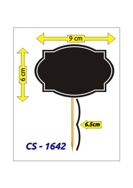 CYS-1642 Ahşap Saplamalı Pvc Yaz Sil Reyon Fiyat Etiketi 6x9 cm 10'lu Paket