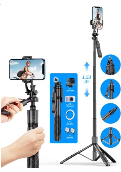 Selfie Stick 360 Derece Bluetooth Kumandalı Selfie Çubuğu