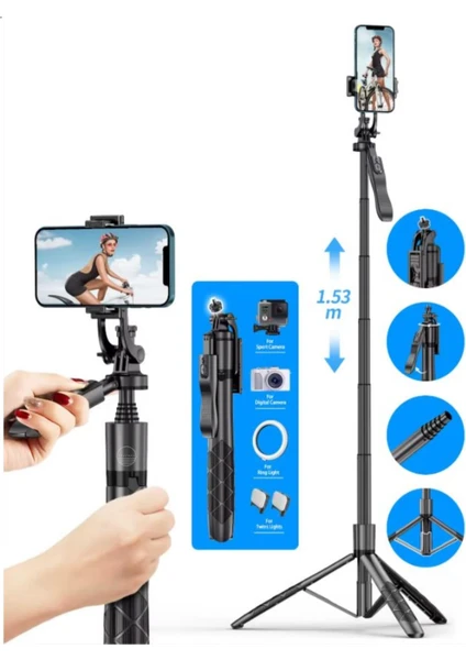 Selfie Stick 360 Derece Bluetooth Kumandalı Selfie Çubuğu