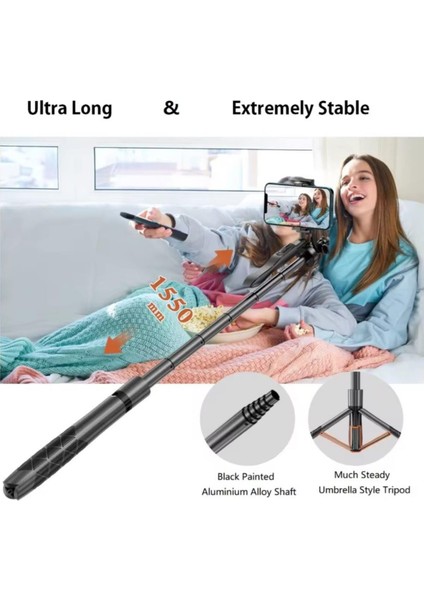 Selfie Stick 360 Derece Bluetooth Kumandalı Selfie Çubuğu