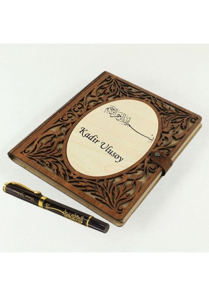 Kişiye Özel Besmele Tasarımlı Akordiyon Defter ve Tükenmez Kalem