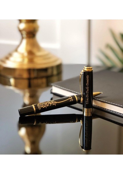 Kişiye Özel Besmele Tasarımlı Akordiyon Defter ve Tükenmez Kalem fırsatları