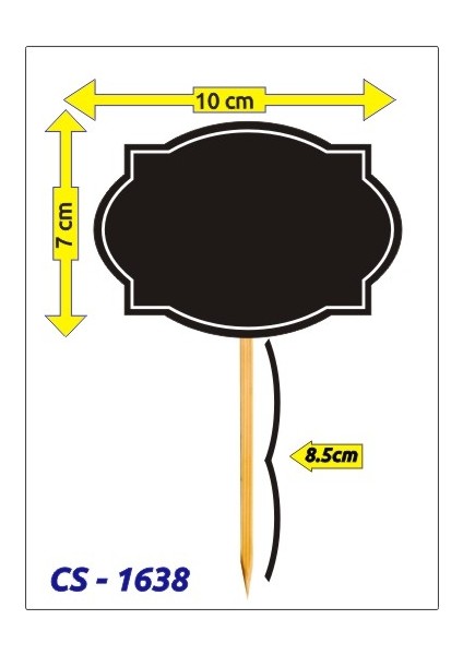 CYS-1638 Ahşap Saplamalı Pvc Yaz Sil Reyon Fiyat Etiketi 7X10 cm 10'lu Paket