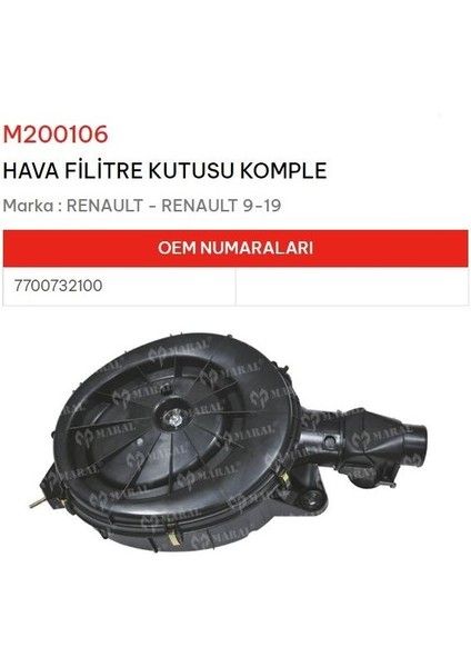 Renault R9 R19 Hava Filtre Kazanı Kutusu 7700732100 NS-M200106