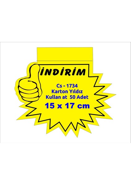 Cys - 1734 Market Raf Önü Indirim Baskılı Karton Yıldızlı Fiyat Etiketi 15 x 17 Cm.50 Li Pk