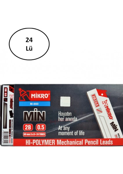 Mikro 75MM Cetvelli PL022 Lead 2b Çakmaklı 0.5mm 24 Lü Kalem Ucu