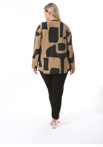 Kadın Büyük Beden Kahverengi Siyah Tunik Siyah Pantolon Takım fiyatları