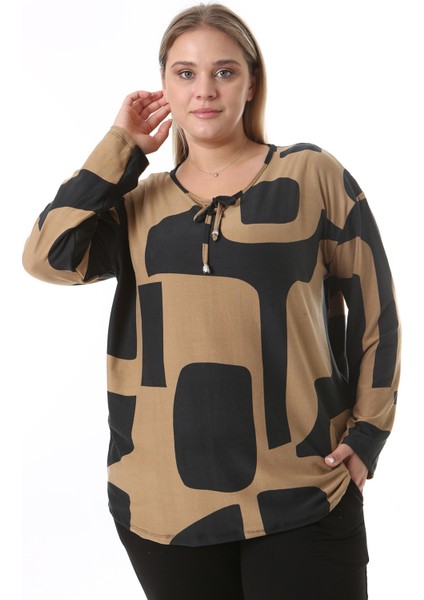 Kadın Büyük Beden Kahverengi Siyah Tunik Siyah Pantolon Takım indirimleri