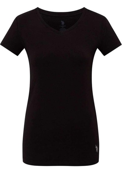66004 Kadın Modal Kısa Kollu V Yaka T-Shirt-Siyah fiyatları