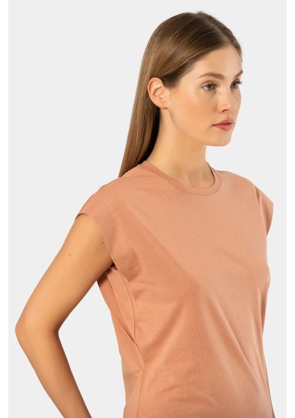 3401 Kadın Vatka Görünümlü T-Shirt-Somon