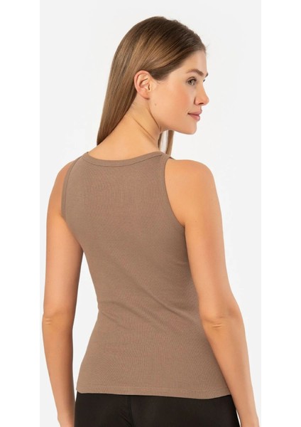 3403 Kadın Halter Yaka Fitilli Atlet T-Shirt-Kahve fiyatları