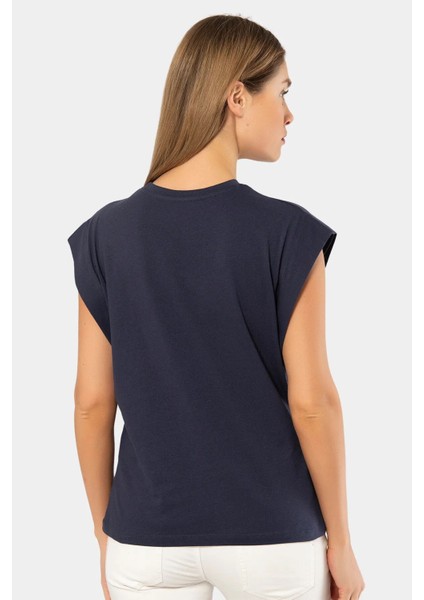 3401 Kadın Vatka Görünümlü T-Shirt-Lacivert modelleri