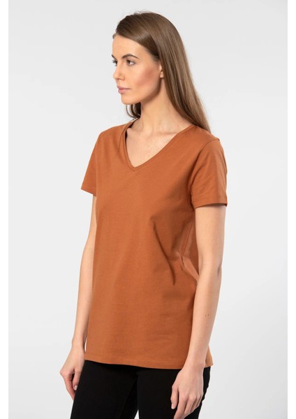 WT-Shirt Venice Kadın Kısa Kollu V Yaka Basic T-Shirt-Tarcin fiyatları
