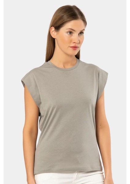 3401 Kadın Vatka Görünümlü T-Shirt-Gri fiyatları