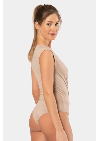 3502 Kadın Kruvaze Yaka Kalın Askılı Çıtçıtlı Body-Vızon modelleri