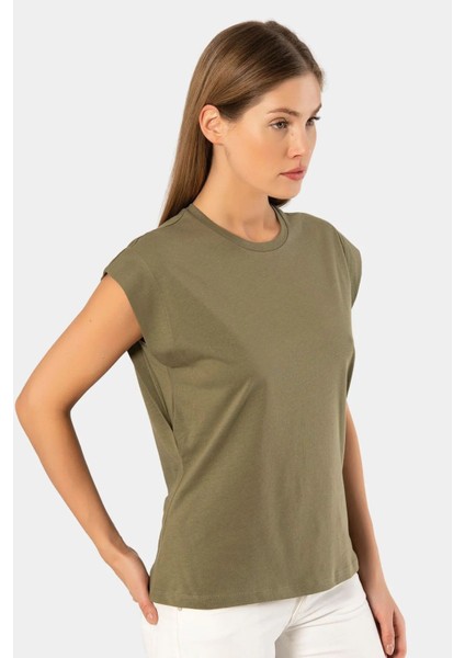 3401 Kadın Vatka Görünümlü T-Shirt-Hakı fiyatları