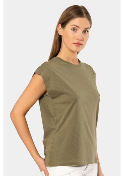 3401 Kadın Vatka Görünümlü T-Shirt-Hakı fırsatları