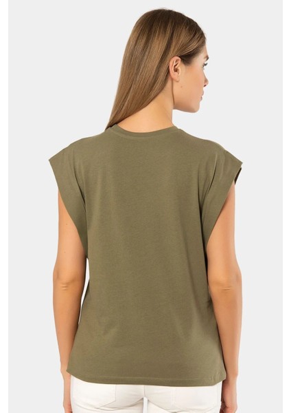 3401 Kadın Vatka Görünümlü T-Shirt-Hakı indirimleri