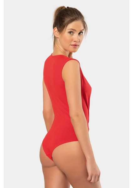 3502 Kadın Kruvaze Yaka Kalın Askılı Çıtçıtlı Body-Kırmızı modelleri