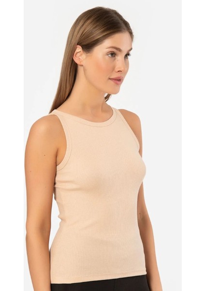 3403 Kadın Halter Yaka Fitilli Atlet T-Shirt-Ten