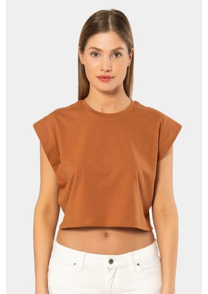 3402 Kadın Vatka Görünümlü Crop T-Shirt-Tarcın indirimleri