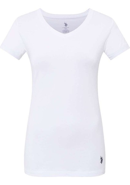 66004 Kadın Modal Kısa Kollu V Yaka T-Shirt-Beyaz fiyatları