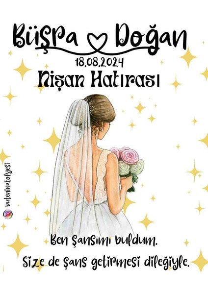 Butenin Atölyesi Kişiye Özel Tasarım Kartlı Inci Bileklik, Söz Nişan Nikah Hatırası, 25 Adet