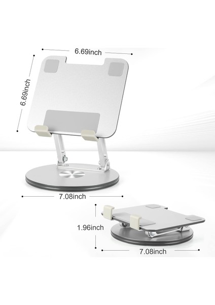 12 İnç Alüminyum iPad Standı Yüksekliği Ayarlanabilir 360° Dönebilen Dizüstü Bilgisayar Standı