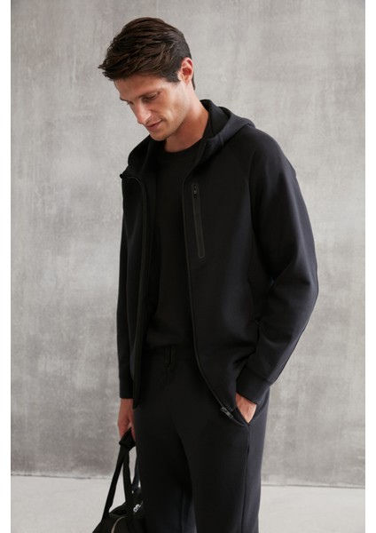 Fine Erkek Fermuarlı Siyah Sweatshirt modelleri