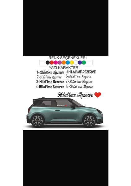 Araç Için Rezerve Yazısı 20X3 cm Sevdiklerinize Rezerve