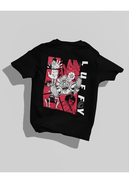 One Piece Luffy Tasarımı Sırt Baskılı Yüksek Kalite Kompakt Unisex Oversize T-Shirt