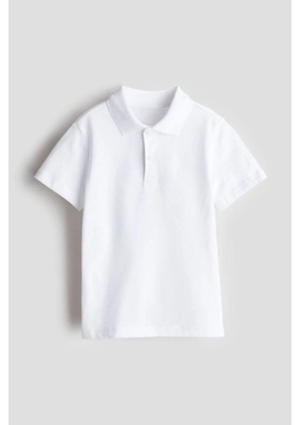 Erkek Çocuk Polo T-Shirt Beyaz Düz 11-12 Yaş fırsatları