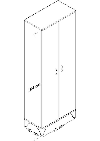 2 Çok Amaçlı Balkon Dolap 194 cm Beyaz 37 cm 71 cm Suntalam