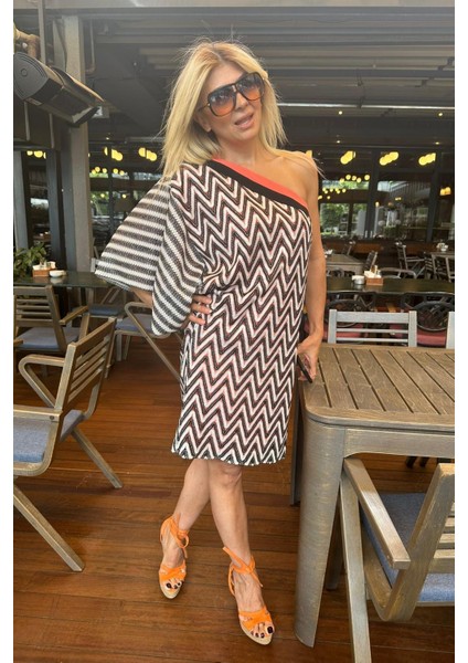 Exp Dokuma Sim Detay Tek Omuz Elbise