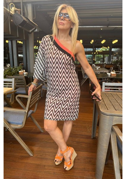 Exp Dokuma Sim Detay Tek Omuz Elbise modelleri