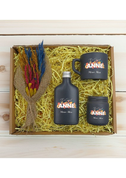 Kişiye Özel Isimli Dtf Anne Temalı Antrasit Kahve Fincanı & Kolonya & Mum & El Yapımı Kuru Çiçek Buketi Hediye Seti-2, Anneye Hediye, Anneler Günü Hediyesi fiyatları