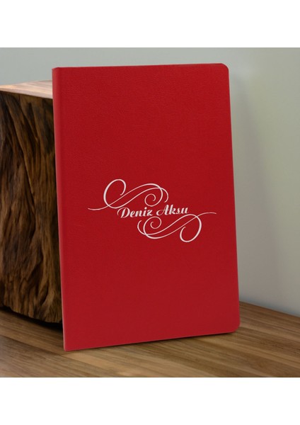 Kişiye Özel Isimli Kırmızı Defter ve Cam Matara Hediye Seti-3, Sevgiliye Hediye, Arkadaşa Hediye, Yeni Iş Hediyesi