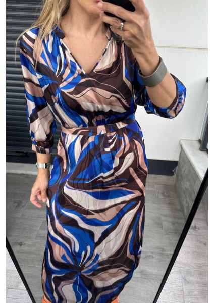 Saten Yan Yırtmaç Elbise Kuşaklı fiyatları