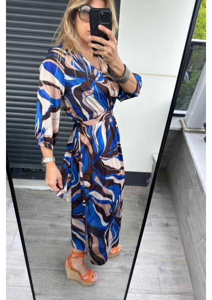 Saten Yan Yırtmaç Elbise Kuşaklı modelleri