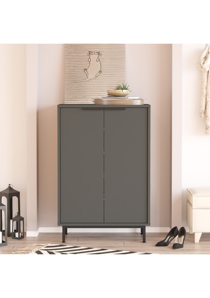 Sleek 72 cm Ayakkabılık Metal Ayaklı 5 Raflı Antrasit Sk1-An