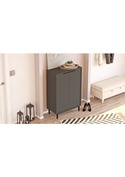 Sleek 72 cm Ayakkabılık Metal Ayaklı 5 Raflı Antrasit Sk1-An modelleri