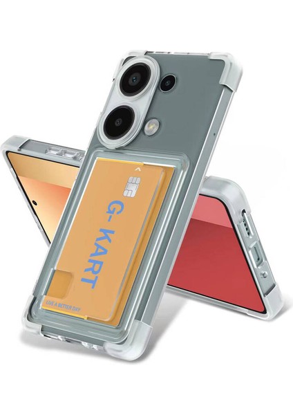 Xiaomi Redmi Note 13 4g Şeffaf Kılıf Kartlıklı Airbag Köşeli Silikon Darbe Önleyici Kamera Korumalı Kapak