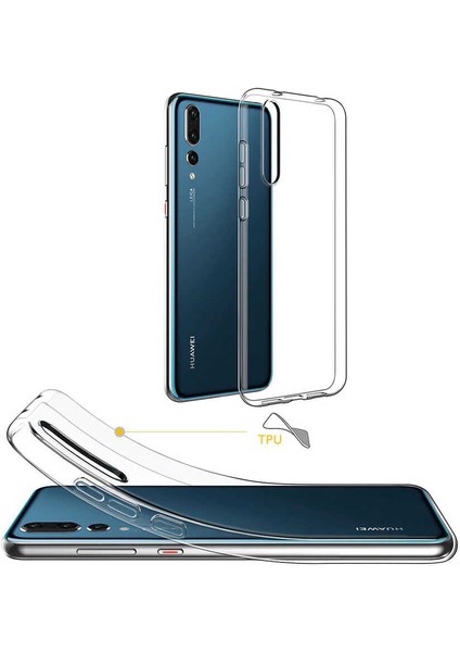 Huawei P20 Pro Kılıf Süper Silikon Kapak-Renksiz