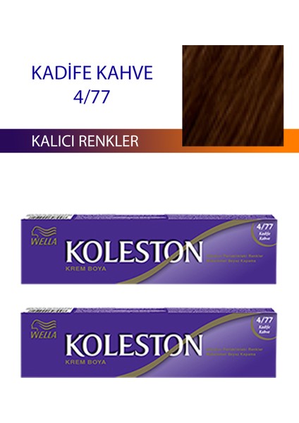 Wella Koleston 2 Adet Single Tüp Boya Saç Boyası Kadife Kahve 4/77