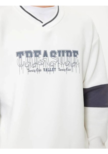 5WAM70004MK Koton Erkek Sweat Beyaz indirimleri