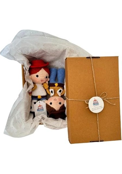 Maskot Toy Story Woody ve Jessie Amigurumi Organik Oyuncak Hediye Seti