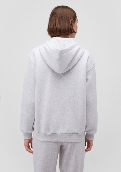 Mavi Logo Baskılı Kapüşonlu Fermuarlı Gri Sweatshirt 1S10178-85438 fırsatları